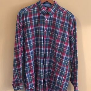 Tommy Hilfinger Lg Red/Green Plaid Shirt W/Pocket